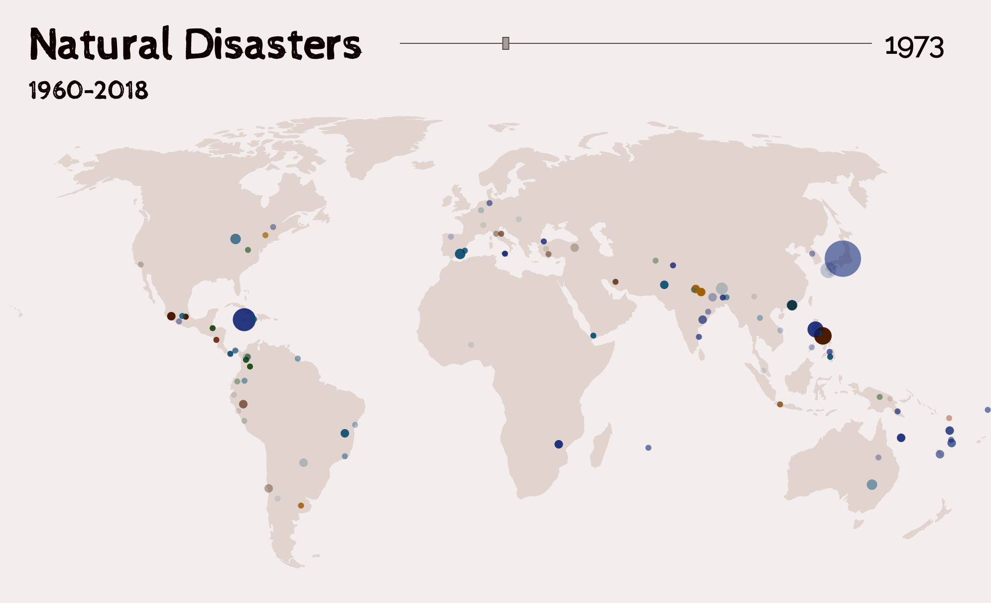 An exploration of natural disasters across the world told in scrollytelling style and utilizing d3, canvas and svg
